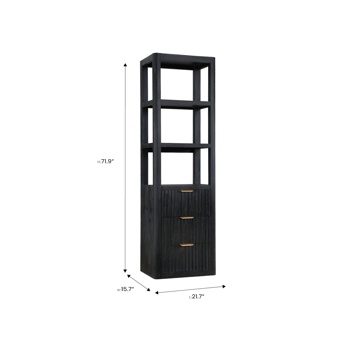Vinnova, Cádiz 22in. Black Storage Cabinet with 3 Drawers 3 Shelves for Bathroom and Living Room