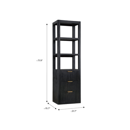 Vinnova, Cádiz 22in. Black Storage Cabinet with 3 Drawers 3 Shelves for Bathroom and Living Room