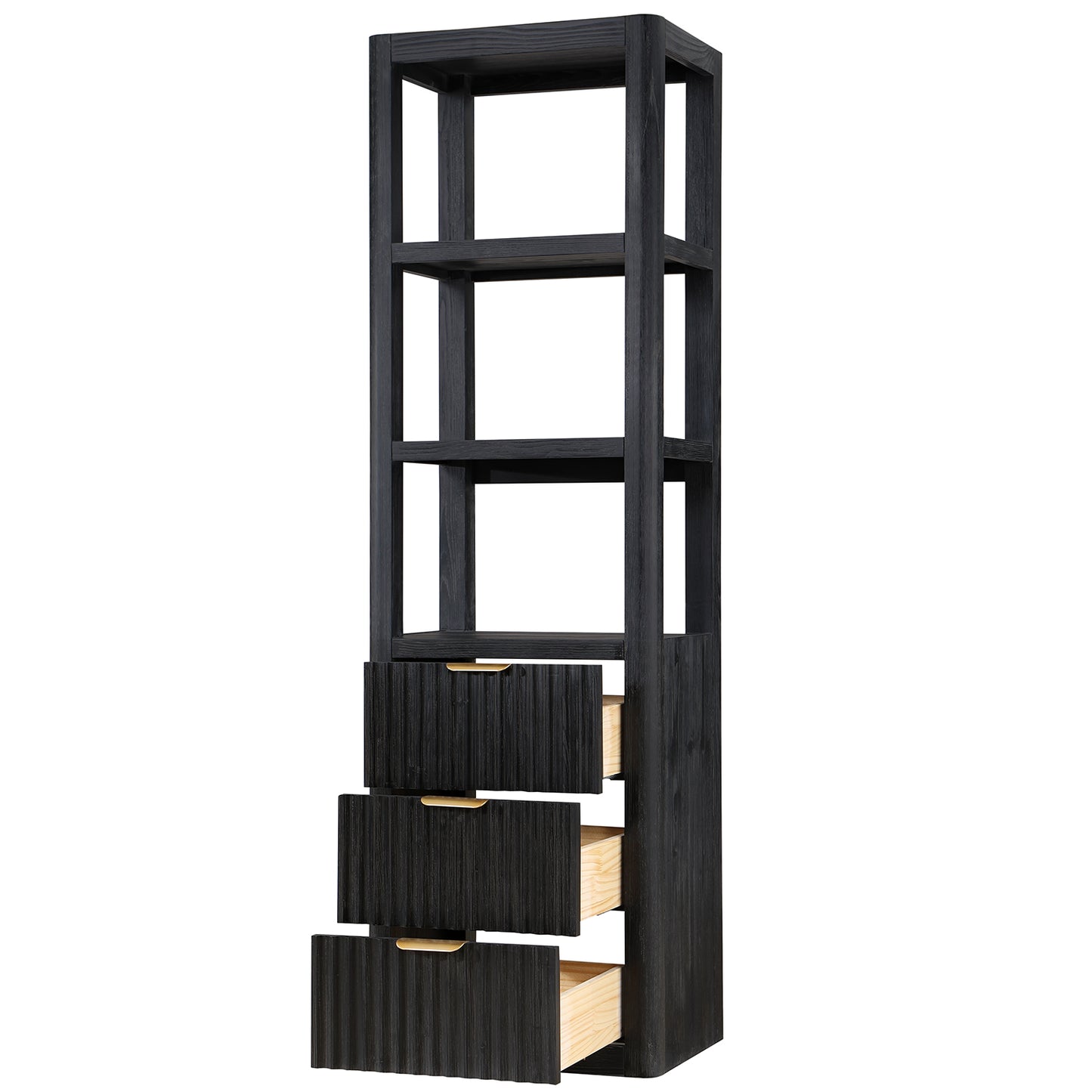 Vinnova, Cádiz 22in. Black Storage Cabinet with 3 Drawers 3 Shelves for Bathroom and Living Room