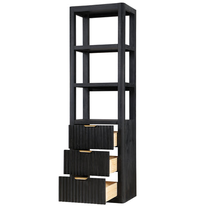 Vinnova, Cádiz 22in. Black Storage Cabinet with 3 Drawers 3 Shelves for Bathroom and Living Room