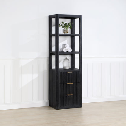 Vinnova, Cádiz 22in. Black Storage Cabinet with 3 Drawers 3 Shelves for Bathroom and Living Room