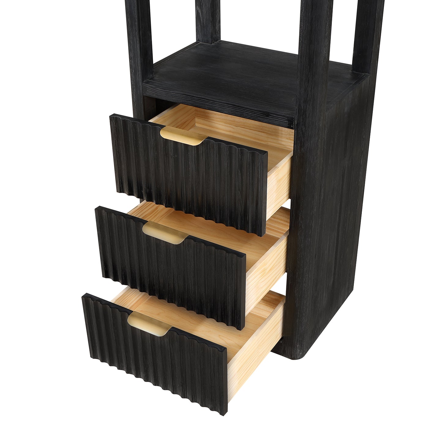 Vinnova, Cádiz 22in. Black Storage Cabinet with 3 Drawers 3 Shelves for Bathroom and Living Room