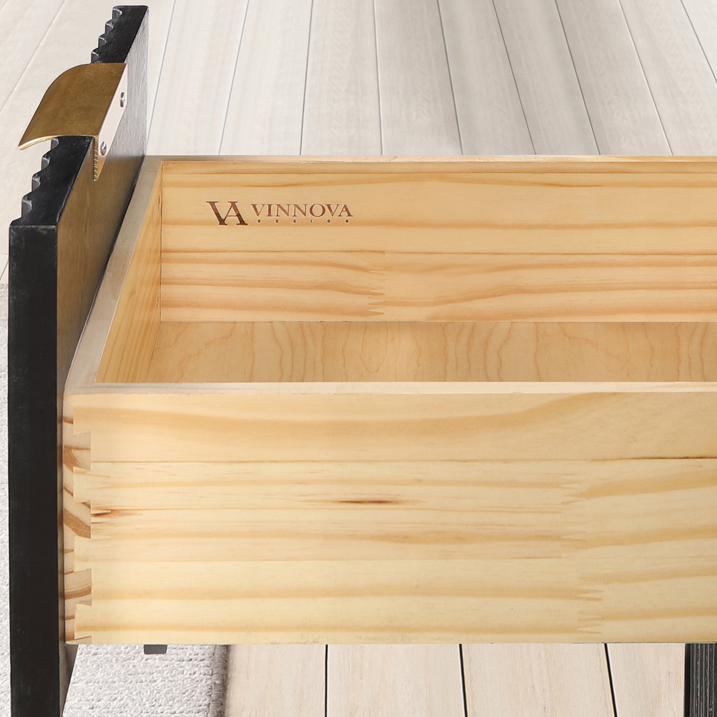 Vinnova, Cádiz 22in. Black Storage Cabinet with 3 Drawers 3 Shelves for Bathroom and Living Room
