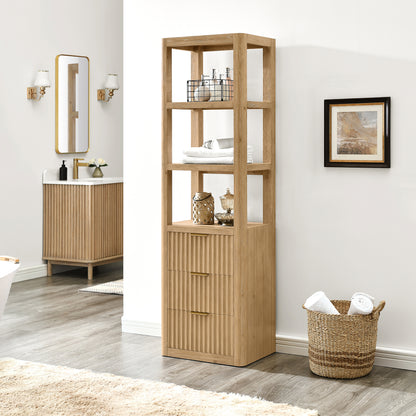 Vinnova, Cádiz 22in. Grey Storage Cabinet with 3 Drawers 3 Shelves for Bathroom and Living Room