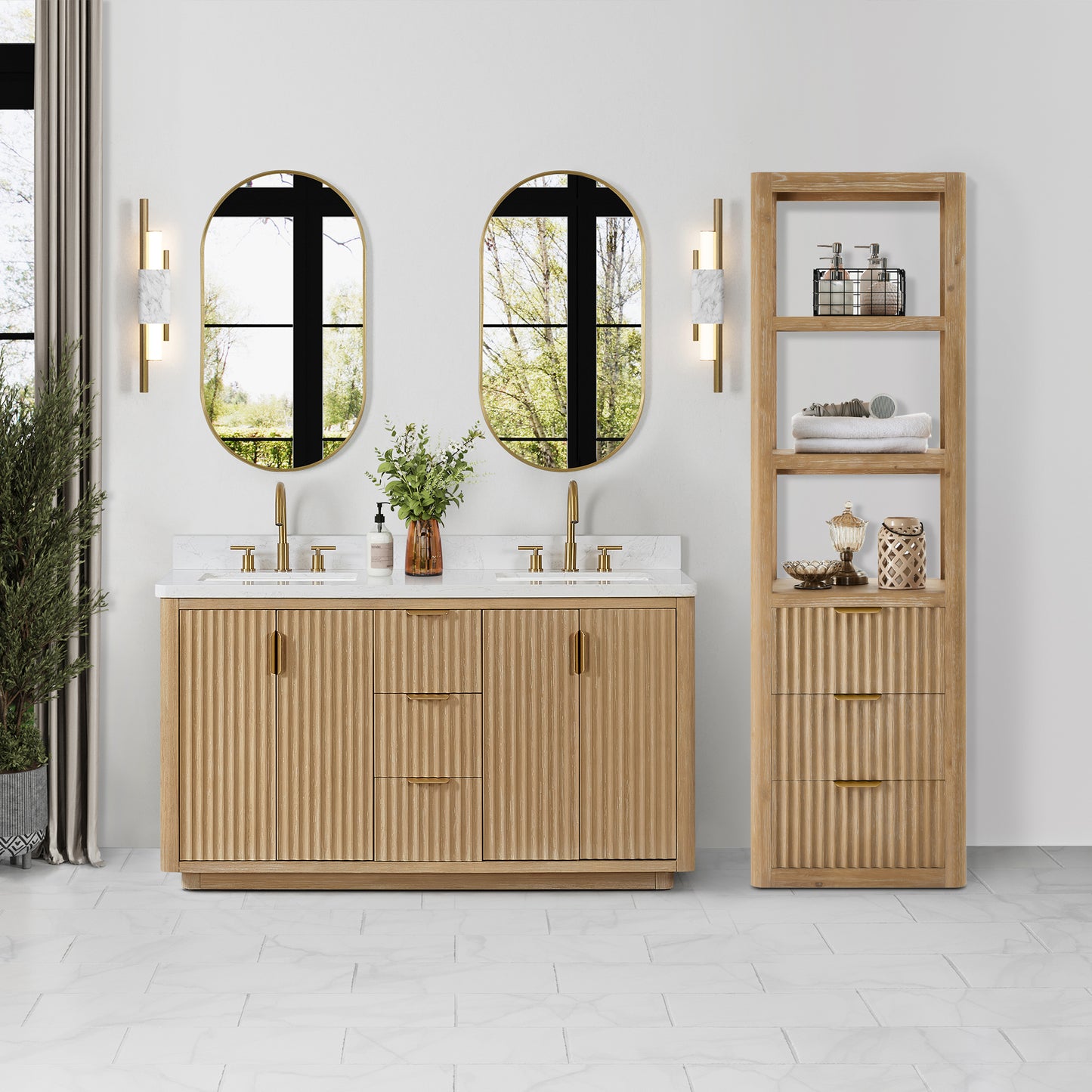 Vinnova, Cádiz 22in. Grey Storage Cabinet with 3 Drawers 3 Shelves for Bathroom and Living Room