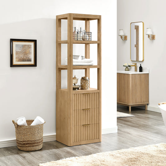 Vinnova, Cádiz 22in. Grey Storage Cabinet with 3 Drawers 3 Shelves for Bathroom and Living Room