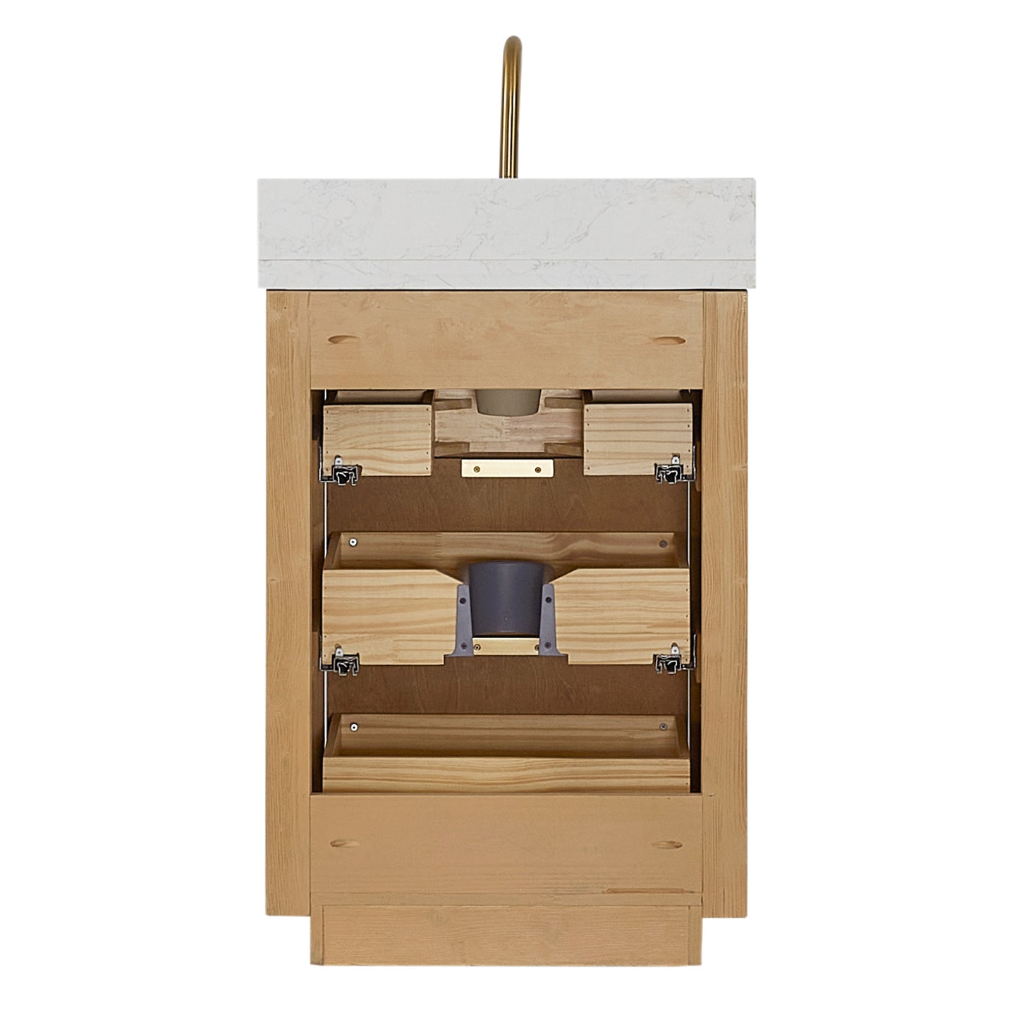 Vinnova, Cádiz 24in. Free-standing Single Bathroom Vanity in Washed Ash Grey with Composite top in Lightning White