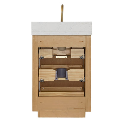 Vinnova, Cádiz 24in. Free-standing Single Bathroom Vanity in Washed Ash Grey with Composite top in Lightning White and Mirror