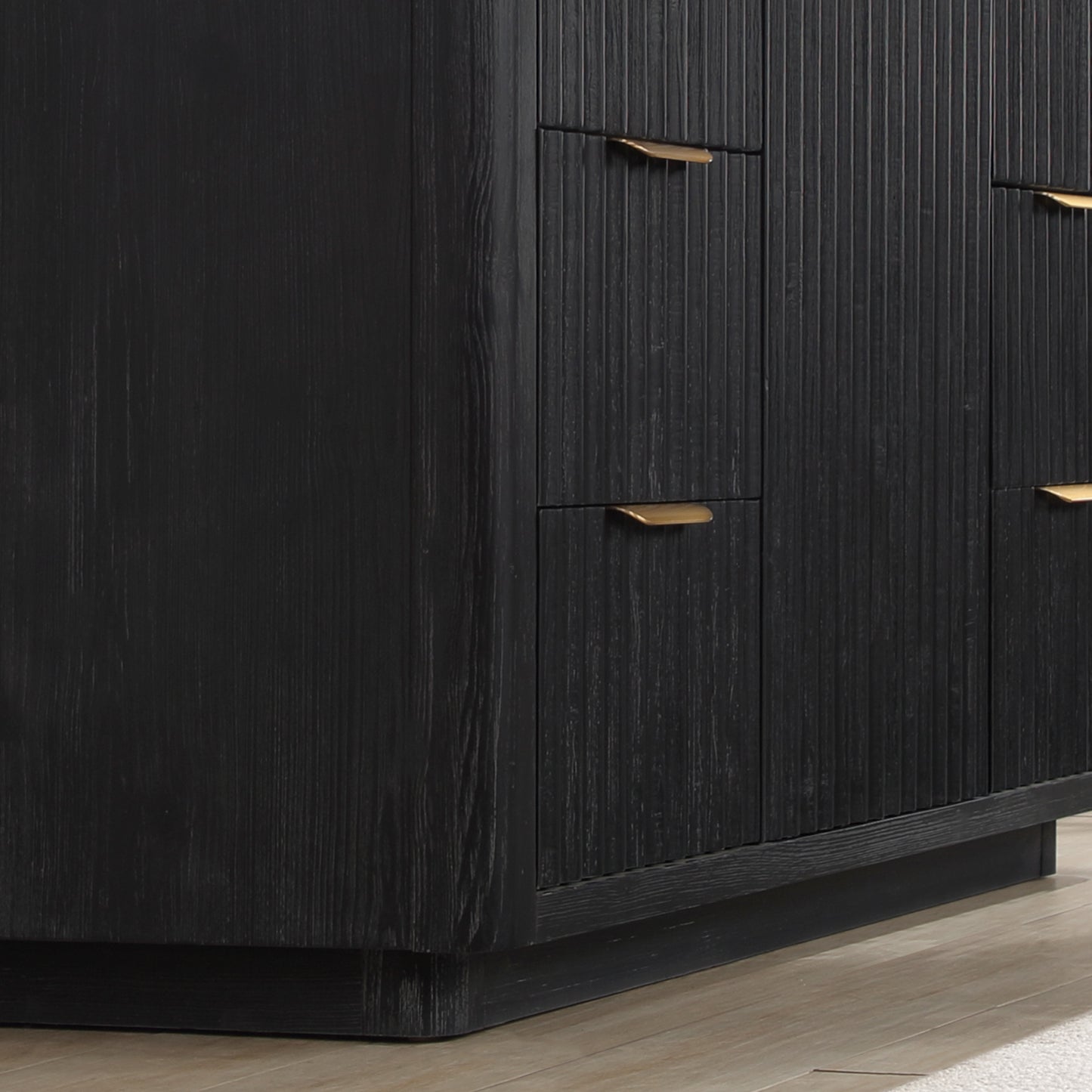 Vinnova, Cádiz 48in. Free-standing Single Bathroom Vanity in Fir Wood Black with Composite top in Lightning White