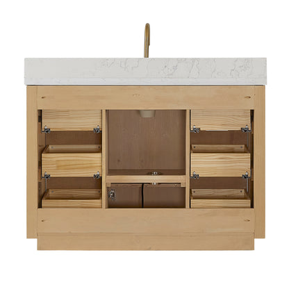 Vinnova, Cádiz 48in. Free-standing Single Bathroom Vanity in Washed Ash Grey with Composite top in Lightning White