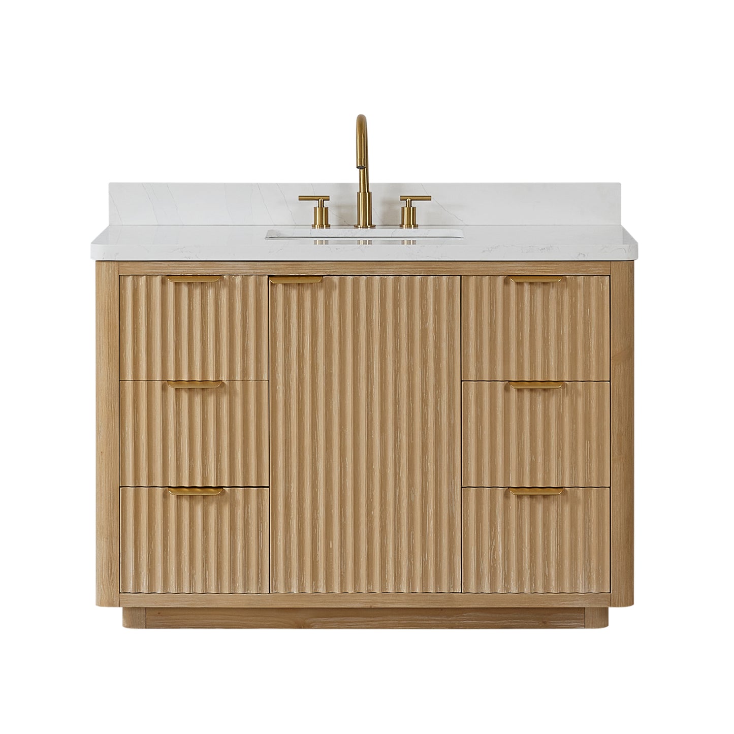 Vinnova, Cádiz 48in. Free-standing Single Bathroom Vanity in Washed Ash Grey with Composite top in Lightning White