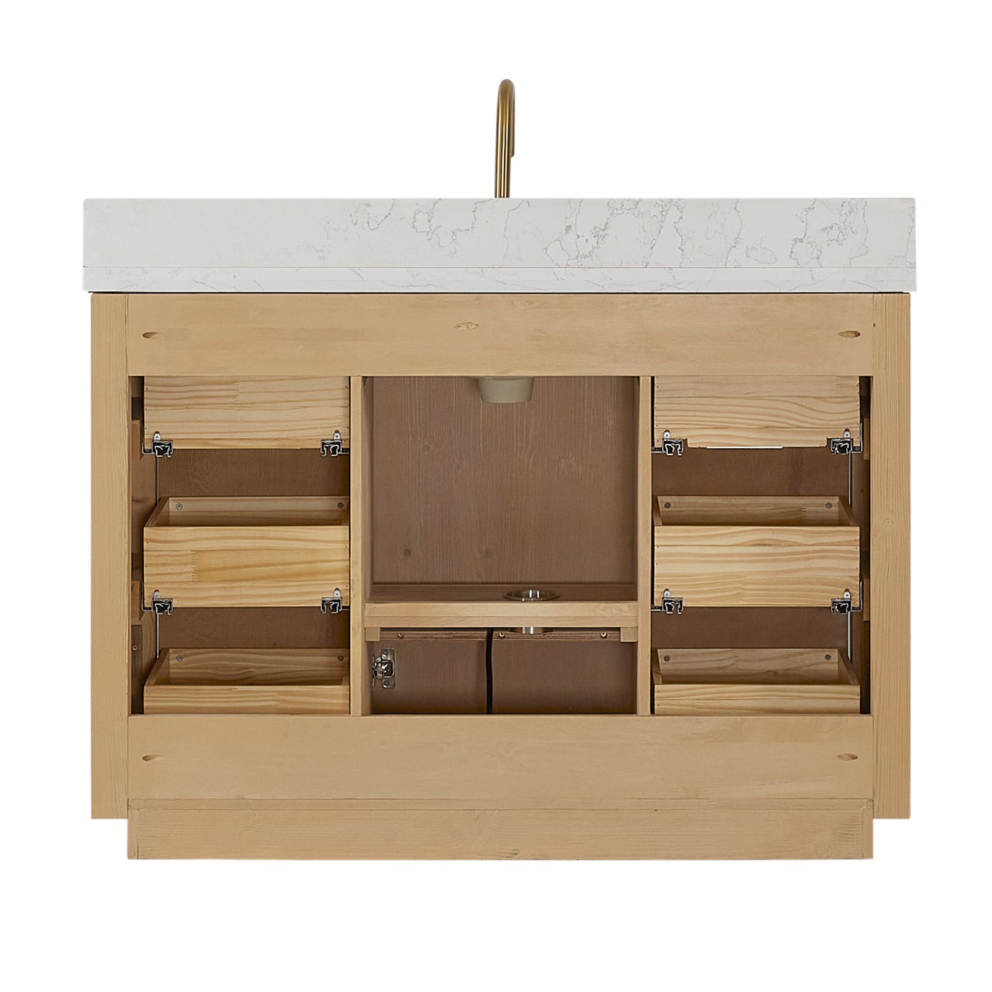 Vinnova, Cádiz 48in. Free-standing Single Bathroom Vanity in Washed Ash Grey with Composite top in Lightning White and Mirror