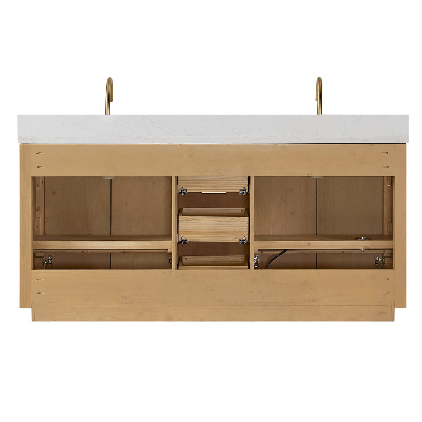 Vinnova, Cádiz 72in. Free-standing Double Bathroom Vanity in Washed Ash Grey with Composite top in Lightning White