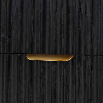 Vinnova, Cádiz 84in. Free-standing Double Bathroom Vanity in Fir Wood Black with Composite top in Lightning White