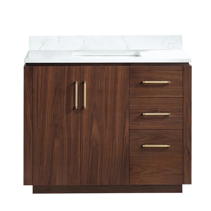 Vinnova San 42-inch freestanding bathroom vanity in Natural Walnut