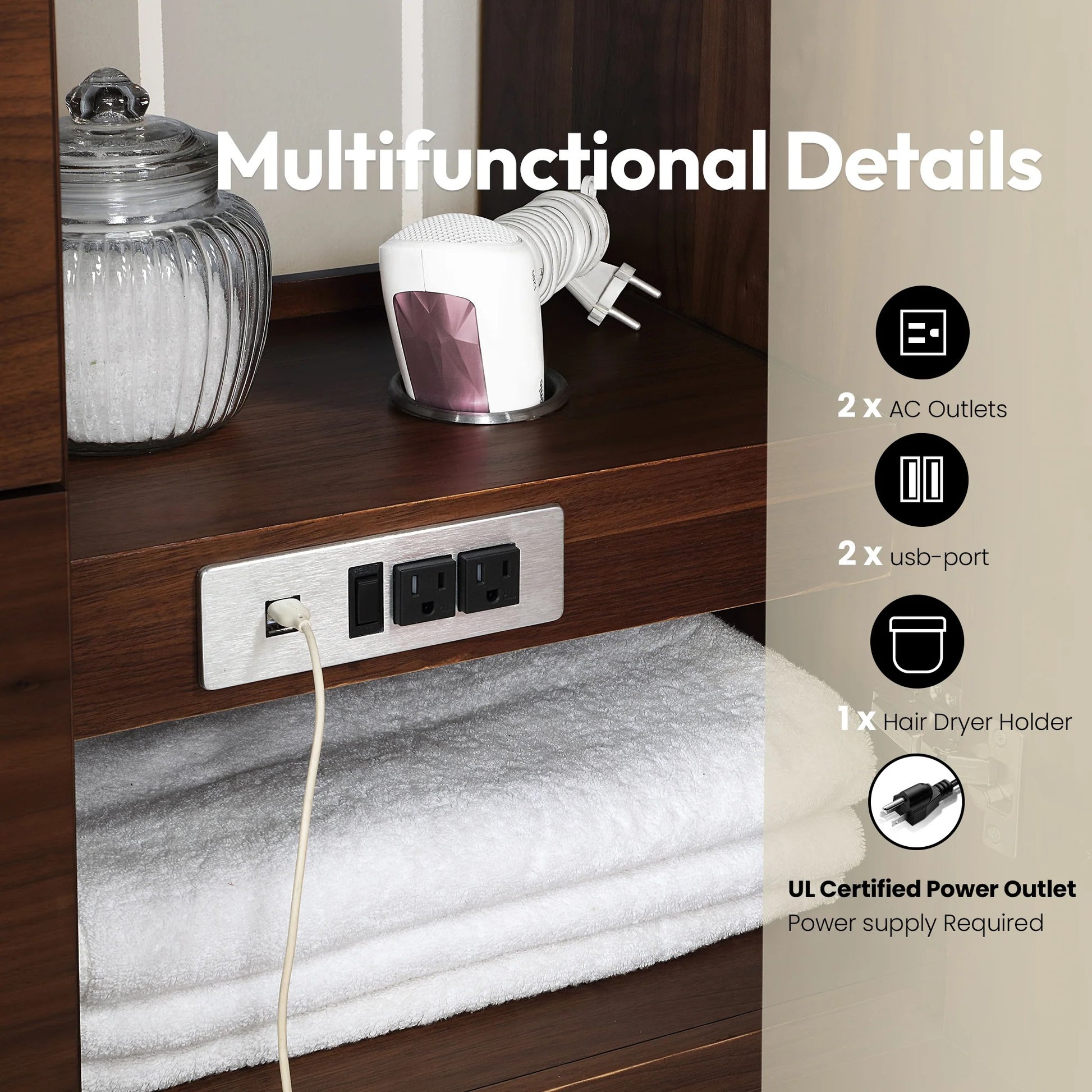 Vinnova San 42-inch freestanding bathroom vanity in Natural Walnut — view 7
