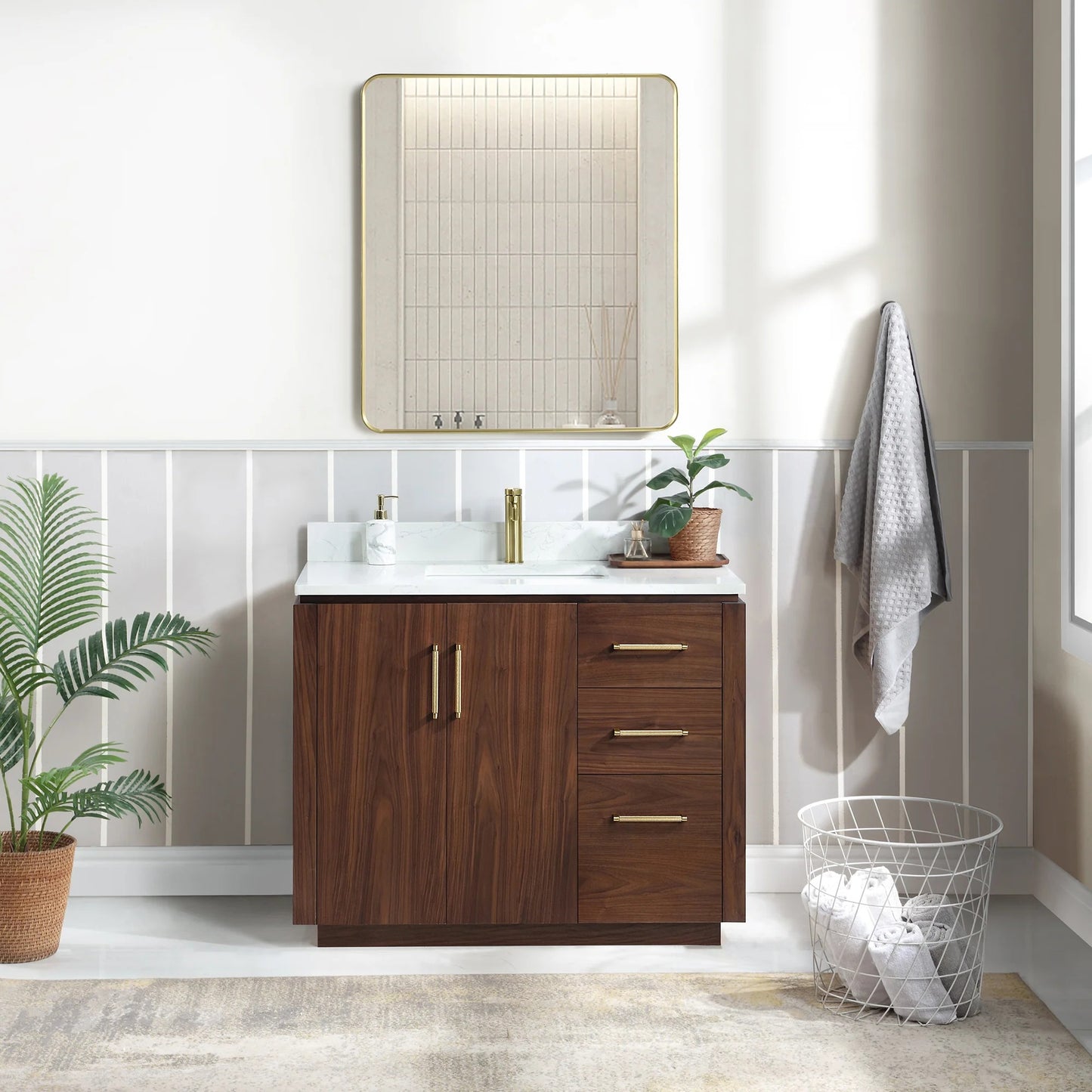 Vinnova San 42-inch freestanding bathroom vanity in Natural Walnut — view 2