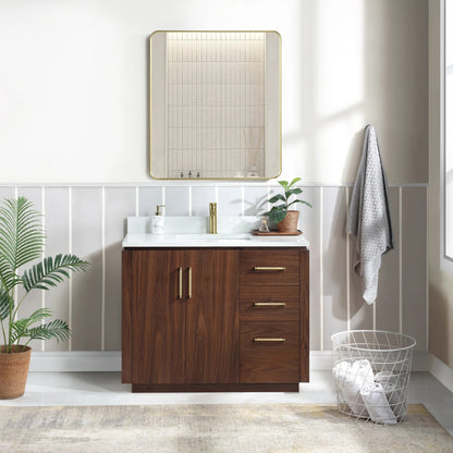 Vinnova San 42-inch freestanding bathroom vanity in Natural Walnut — view 2