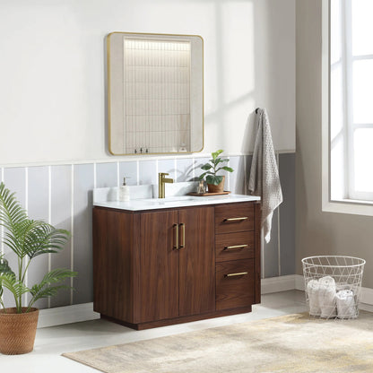 Vinnova San 42-inch freestanding bathroom vanity in Natural Walnut — view 3