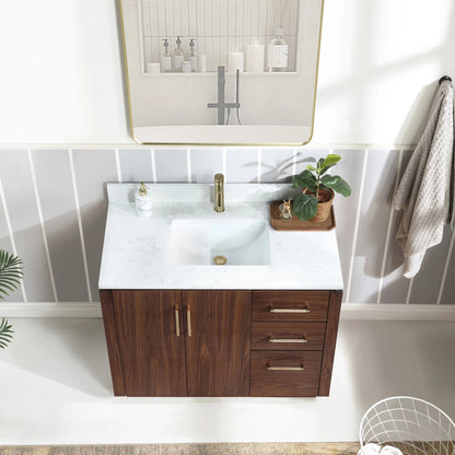 Vinnova San 42-inch freestanding bathroom vanity in Natural Walnut — view 4