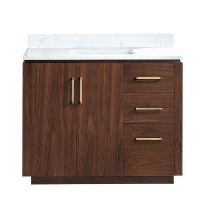Vinnova San 42-inch freestanding bathroom vanity in Natural Walnut — view 2