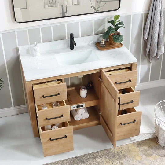 Vinnova San 48-inch freestanding bathroom vanity in Fir Wood Brown — view 4