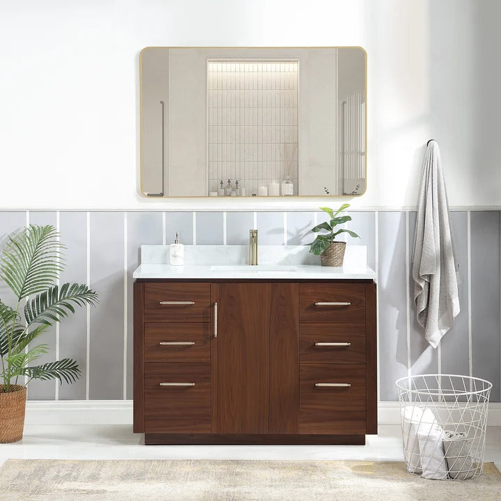 Vinnova San 48-inch freestanding bathroom vanity in Natural Walnut