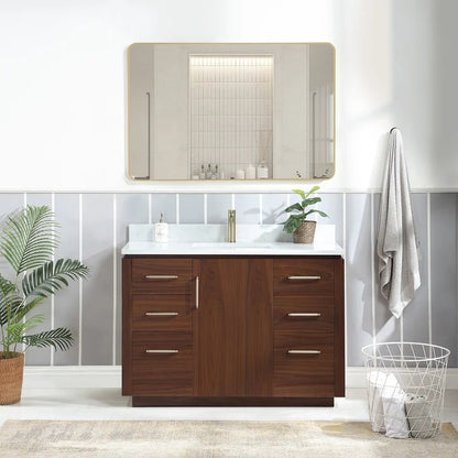 Vinnova San 48-inch freestanding bathroom vanity in Natural Walnut
