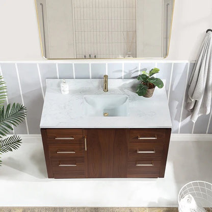 Vinnova San 48-inch freestanding bathroom vanity in Natural Walnut — view 3