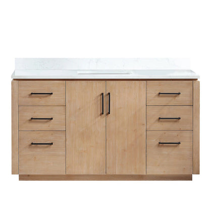 Vinnova San 60-inch freestanding bathroom vanity in Fir Wood Brown