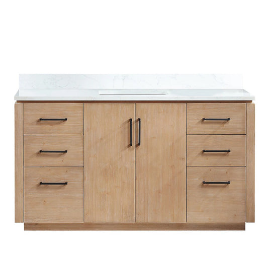 Vinnova San 60-inch freestanding bathroom vanity in Fir Wood Brown