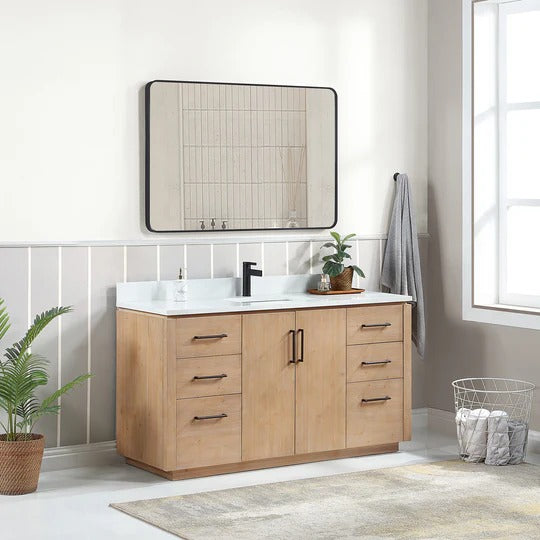 Vinnova San 60-inch freestanding bathroom vanity in Fir Wood Brown — view 2