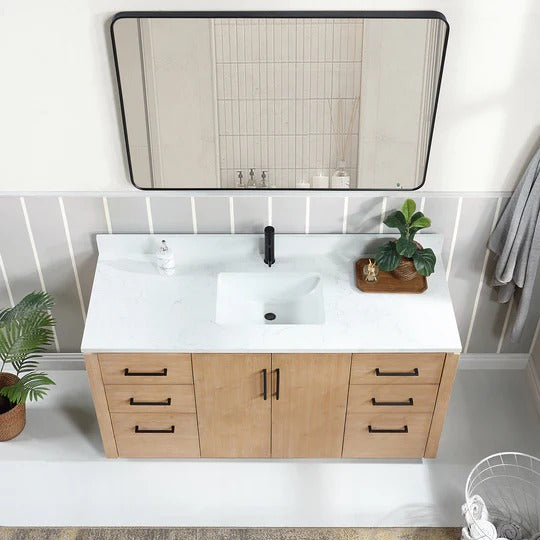 Vinnova San 60-inch freestanding bathroom vanity in Fir Wood Brown — view 2