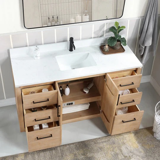 Vinnova San 60-inch freestanding bathroom vanity in Fir Wood Brown — view 3