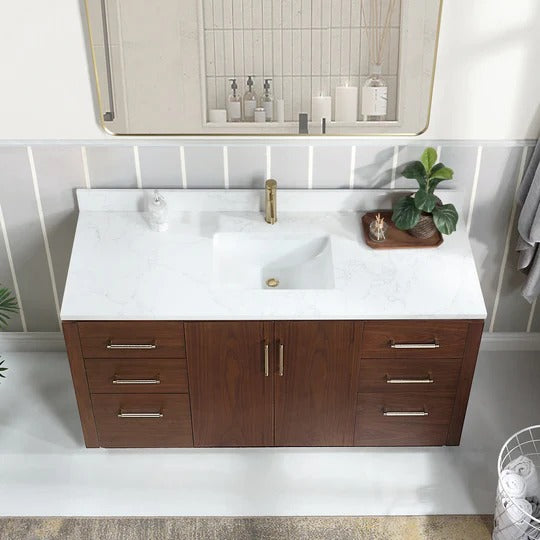 Vinnova San 60-inch freestanding bathroom vanity in Natural Walnut — view 4