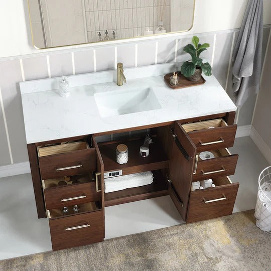 Vinnova San 60-inch freestanding bathroom vanity in Natural Walnut — view 5