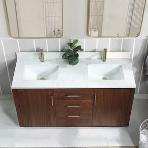 Vinnova San freestanding bathroom vanity in Natural Walnut — view 3