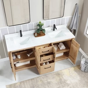 Vinnova San 72-inch freestanding bathroom vanity in Fir Wood Brown — view 15