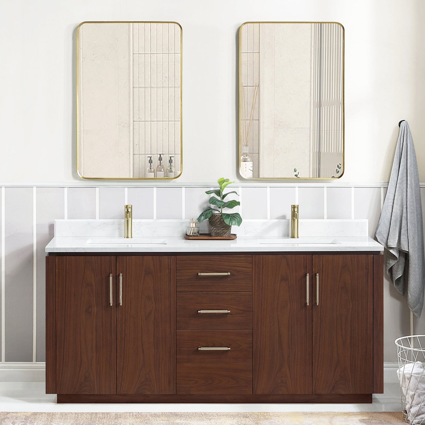 Vinnova San 72-inch freestanding bathroom vanity in Natural Walnut — view 2
