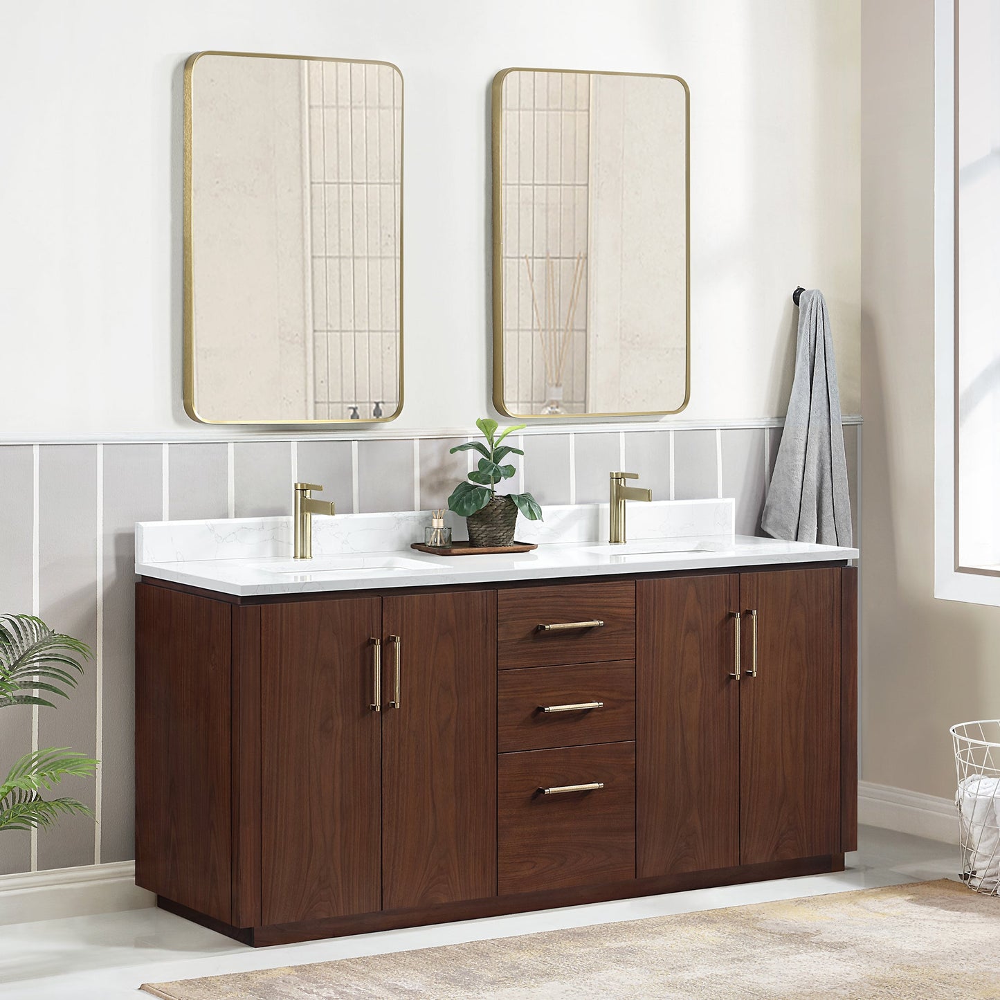 Vinnova San 72-inch freestanding bathroom vanity in Natural Walnut — view 5