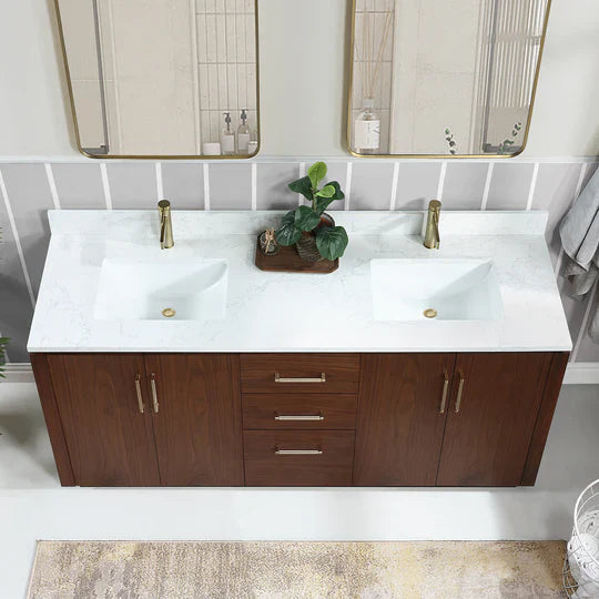 Vinnova San 72-inch freestanding bathroom vanity in Natural Walnut — view 2