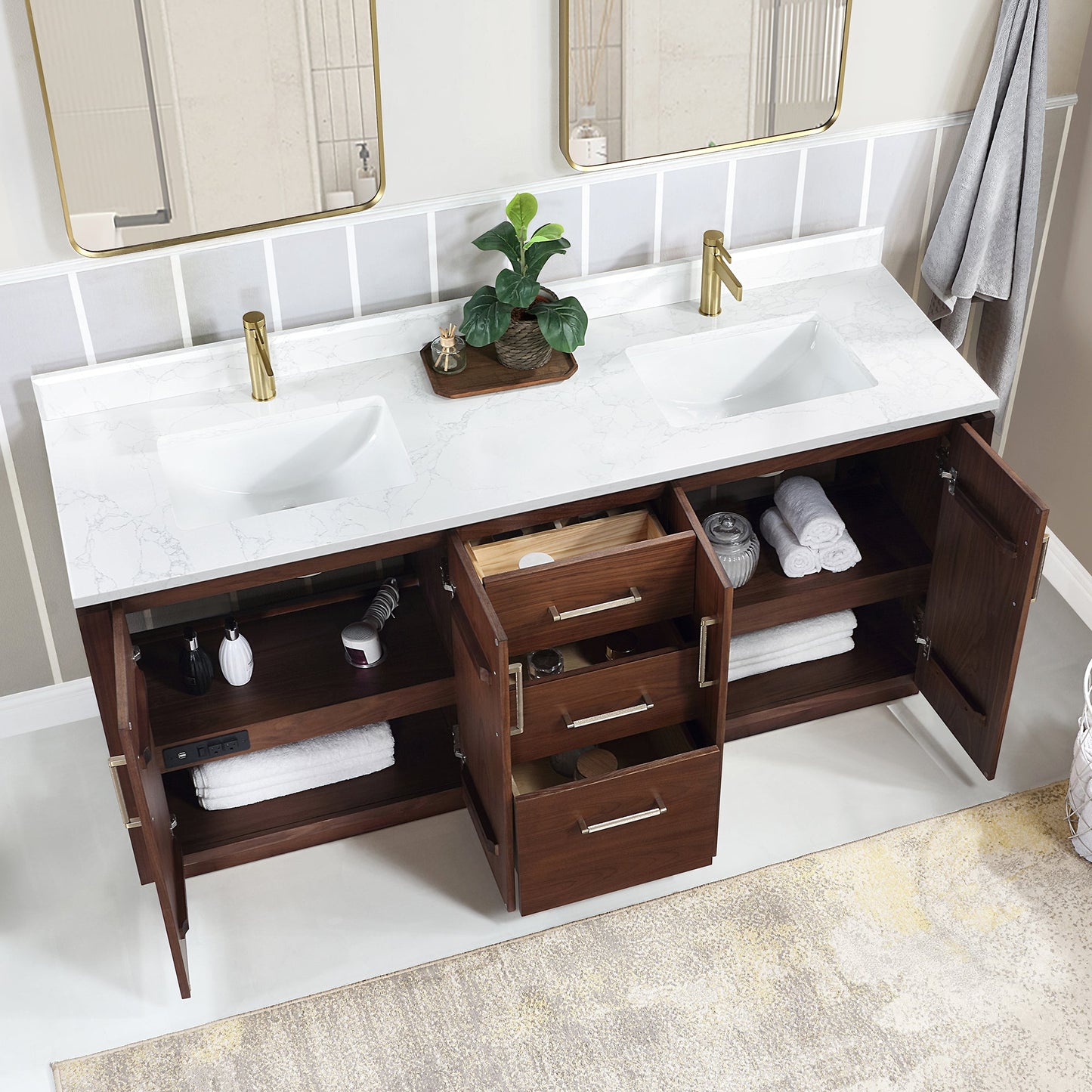 Vinnova San 72-inch freestanding bathroom vanity in Natural Walnut — view 7