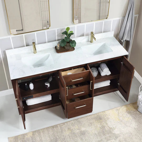 Vinnova San 72-inch freestanding bathroom vanity in Natural Walnut — view 3