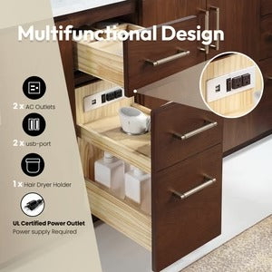Vinnova San 84-inch freestanding bathroom vanity in Natural Walnut — view 13