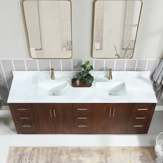 Vinnova San 84-inch freestanding bathroom vanity in Natural Walnut — view 3