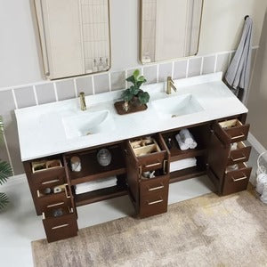 Vinnova San 84-inch freestanding bathroom vanity in Natural Walnut — view 7
