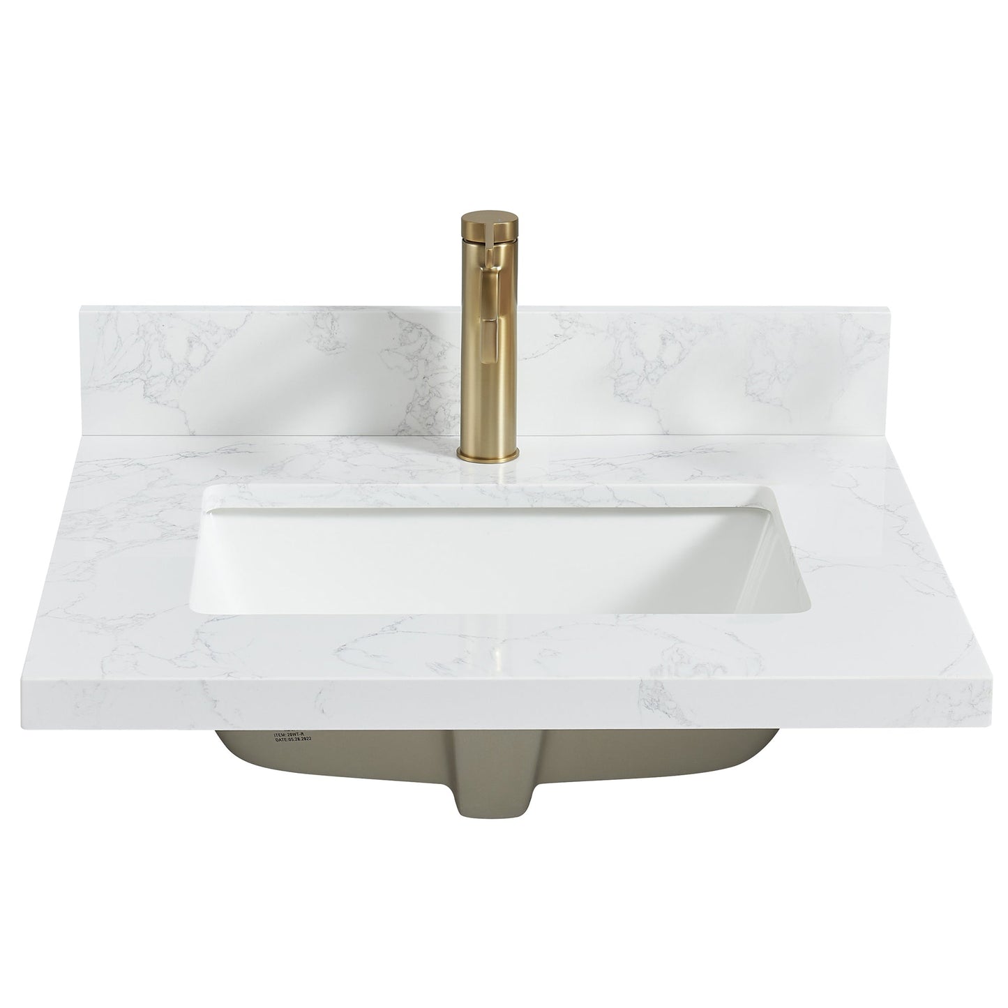 Vinnova, Malaga 25 in. W x 22 in. D Composite Stone Vanity Top in Grain White with White Rectangular Single Sink