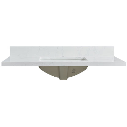 Vinnova, Malaga 43 in. W x 22 in. D Composite Stone Vanity Top in Grain White with White Rectangular Single Sink