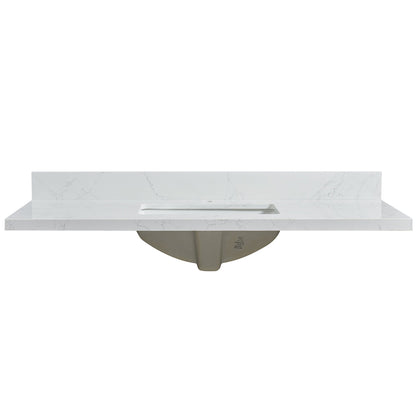 Vinnova, Malaga 49 in. W x 22 in. D Composite Stone Vanity Top in Grain White with White Rectangular Single Sink