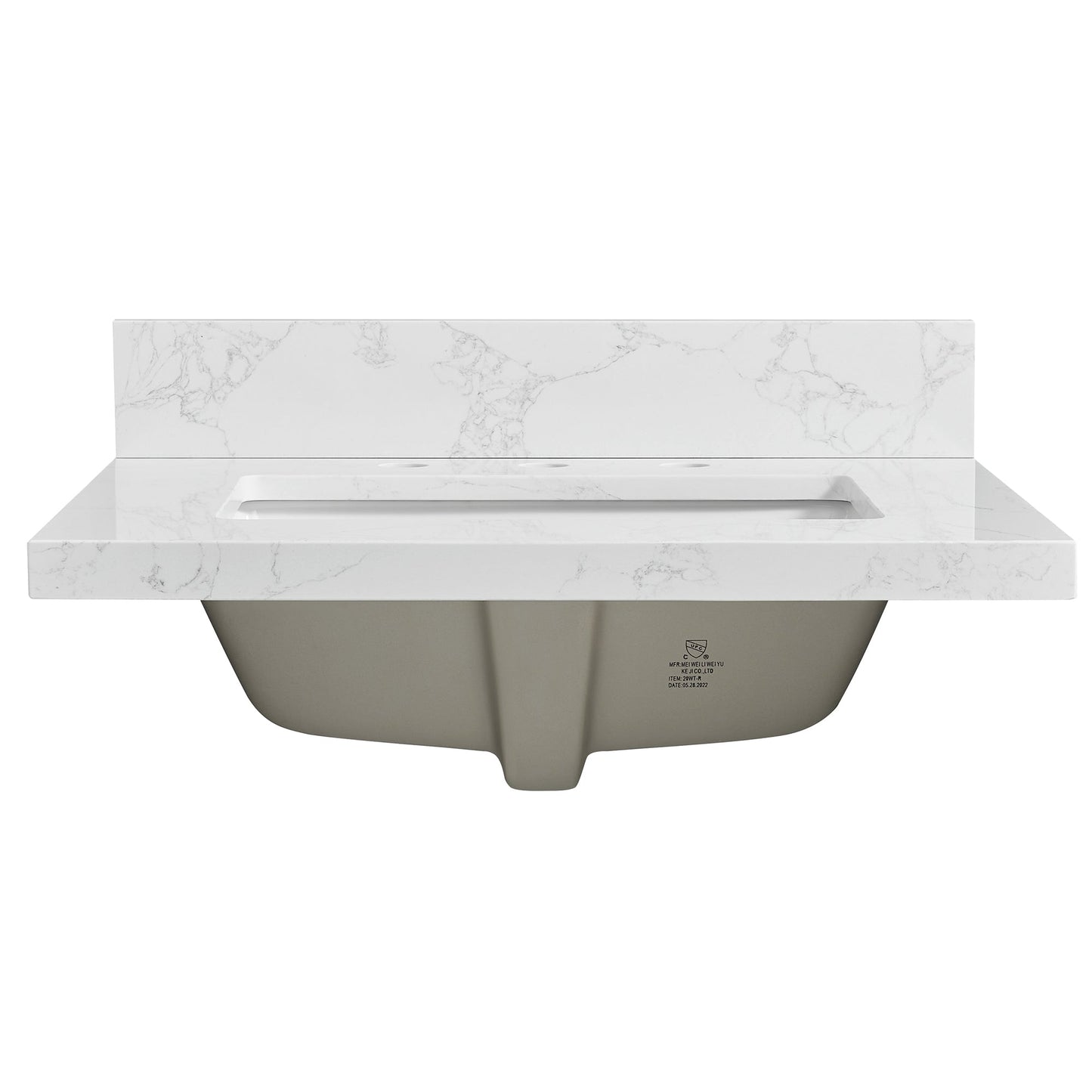 Vinnova, Jaen 25 in. W x 22 in. D Composite Stone Vanity Top in Grain White with White Rectangular Single Sink